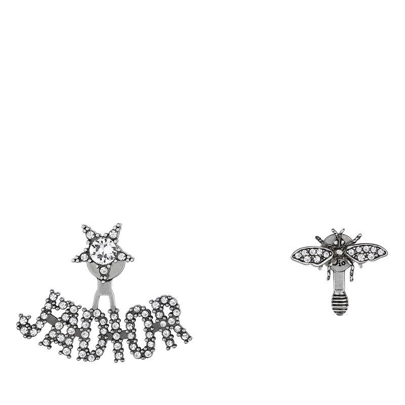 商品Dior|【预售3-7天】DIOR/迪奥  18新款JADIOR金色金属镶钻不对称耳钉  （2色可选）,价格¥3517,第6张图片详细描述