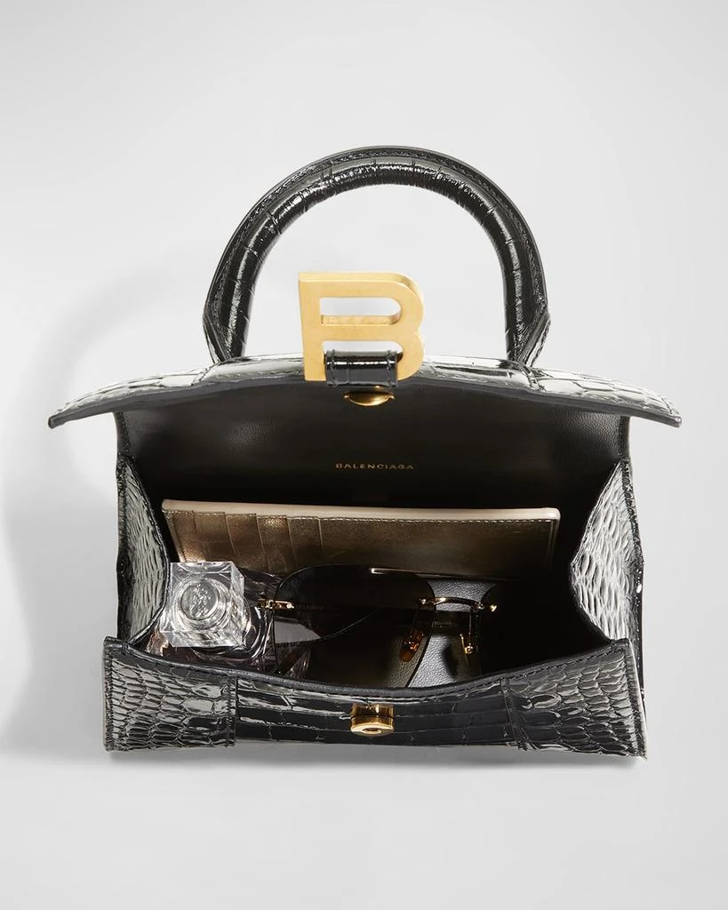 Hourglass XS Crocodile-Embossed Top-Handle Bag 商品