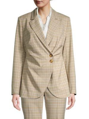 商品Tahari|Pebble Step Plaid Wrap Blazer,价格¥683,第1张图片