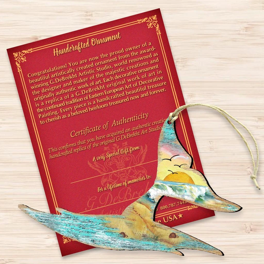 商品Designocracy|Designocracy Whales Tale - 8198535 Wooden Ornaments Set of 2,价格¥205,第3张图片详细描述