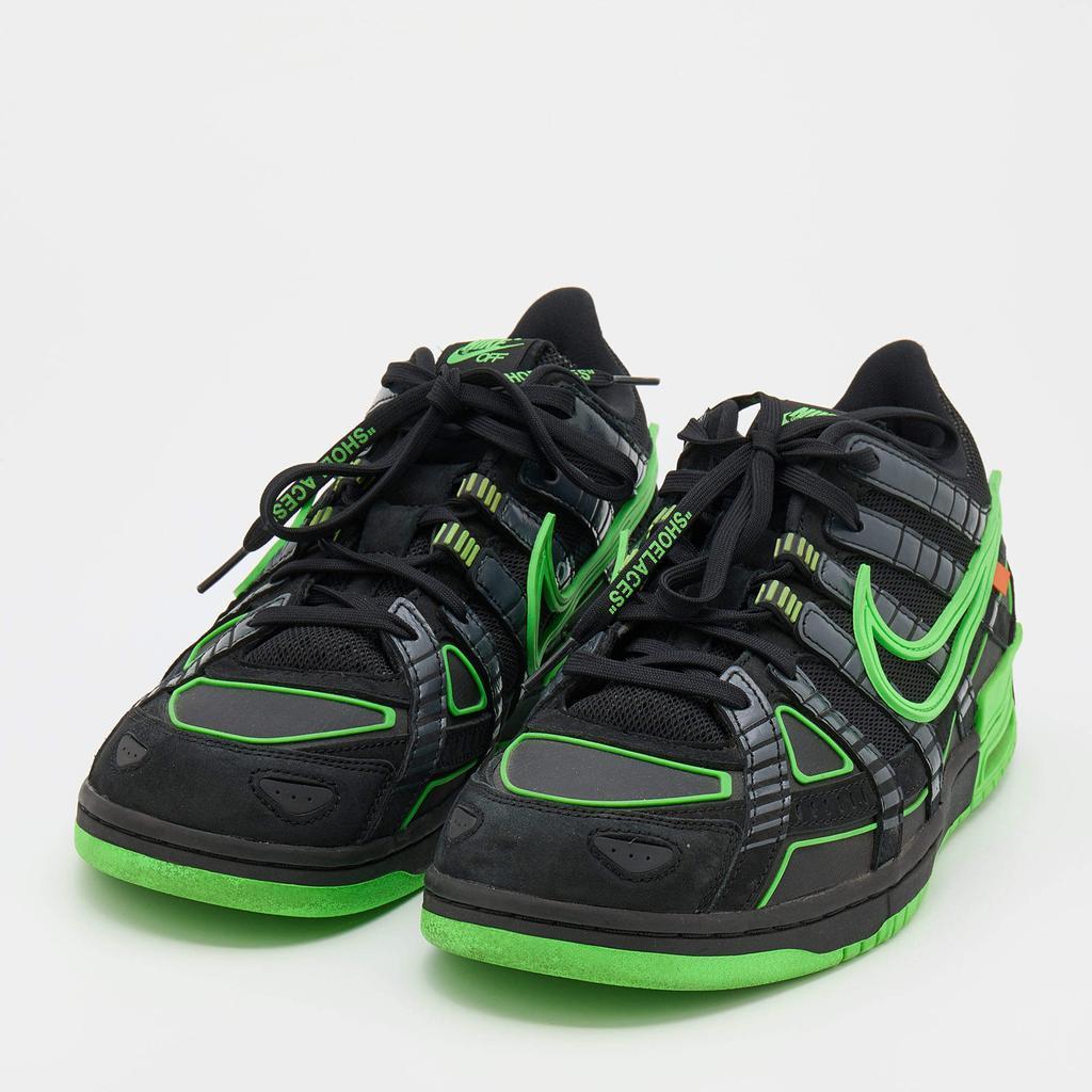 商品[二手商品] Off-White|Off-White x Nike Black/Green Mesh and Leather Rubber Dunk Sneakers Size 46,价格¥3282,第4张图片详细描述