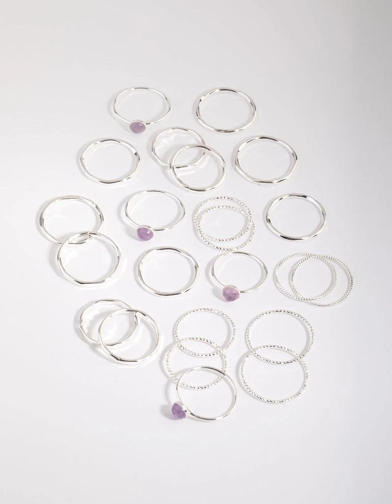 商品Lovisa|Silver Amethyst Ring Stack Pack,价格¥36,第1张图片