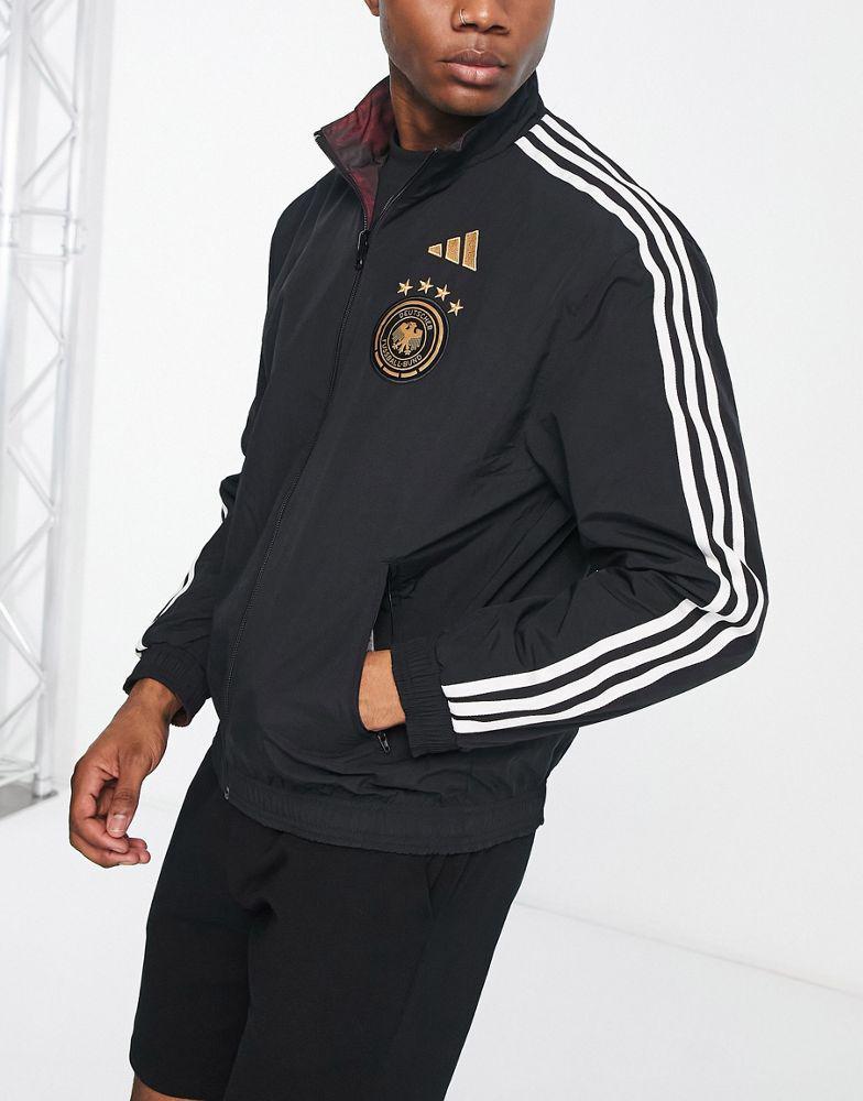 商品Adidas|adidas Football Germany World Cup 2022 Anthem 3 stripe track top in black,价格¥722,第6张图片详细描述