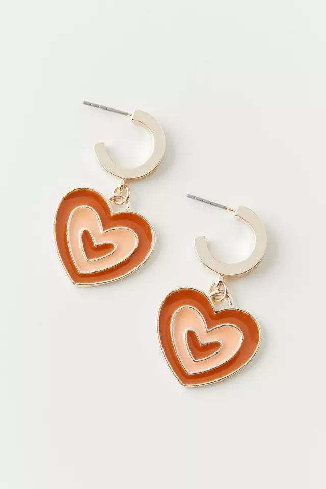 Enamel Heart Charm Hoop Earring商品第1张图片规格展示