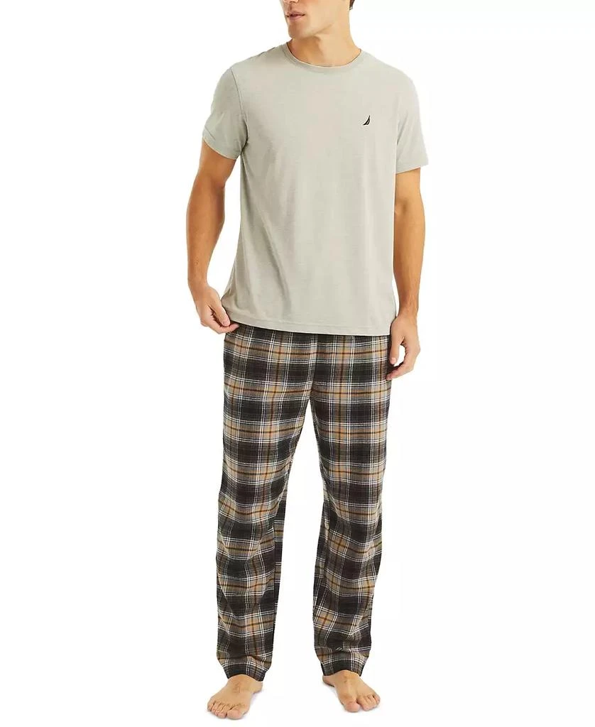 商品Nautica|Men's Plaid Pajama Pants & Solid Pajama T-Shirt Set,价格¥596,第1张图片