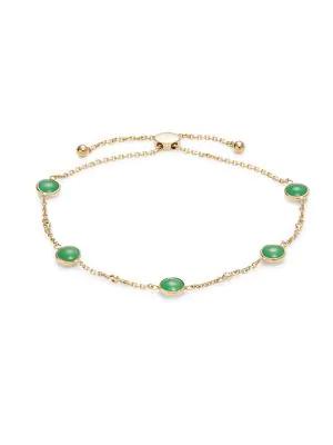 14K Yellow Gold, Jade & Diamond Bracelet商品第1张图片规格展示