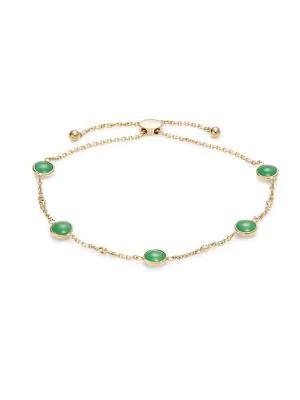 商品Effy|14K Yellow Gold, Jade & Diamond Bracelet,价格¥2533,第1张图片