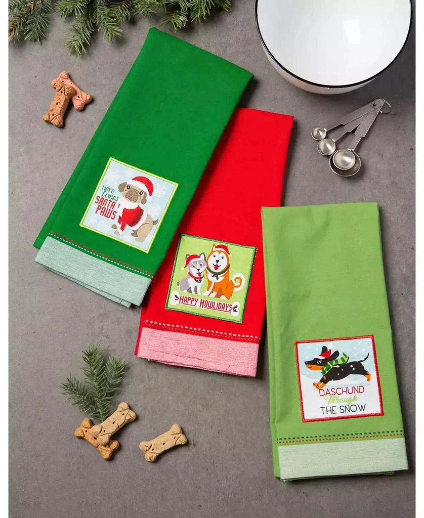 Assorted Holiday Pup Embellished Dishtowel Set 商品