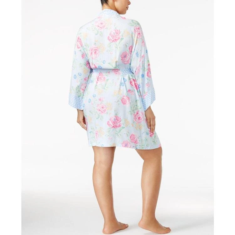 商品Miss Elaine|Plus Size Mixed-Print Wrap Robe,价格¥172,第3张图片详细描述