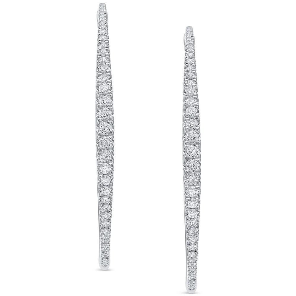 商品Macy's|Diamond Graduated Medium Hoop Earrings (1-1/2 ct. t.w.),价格¥43988,第5张图片详细描述