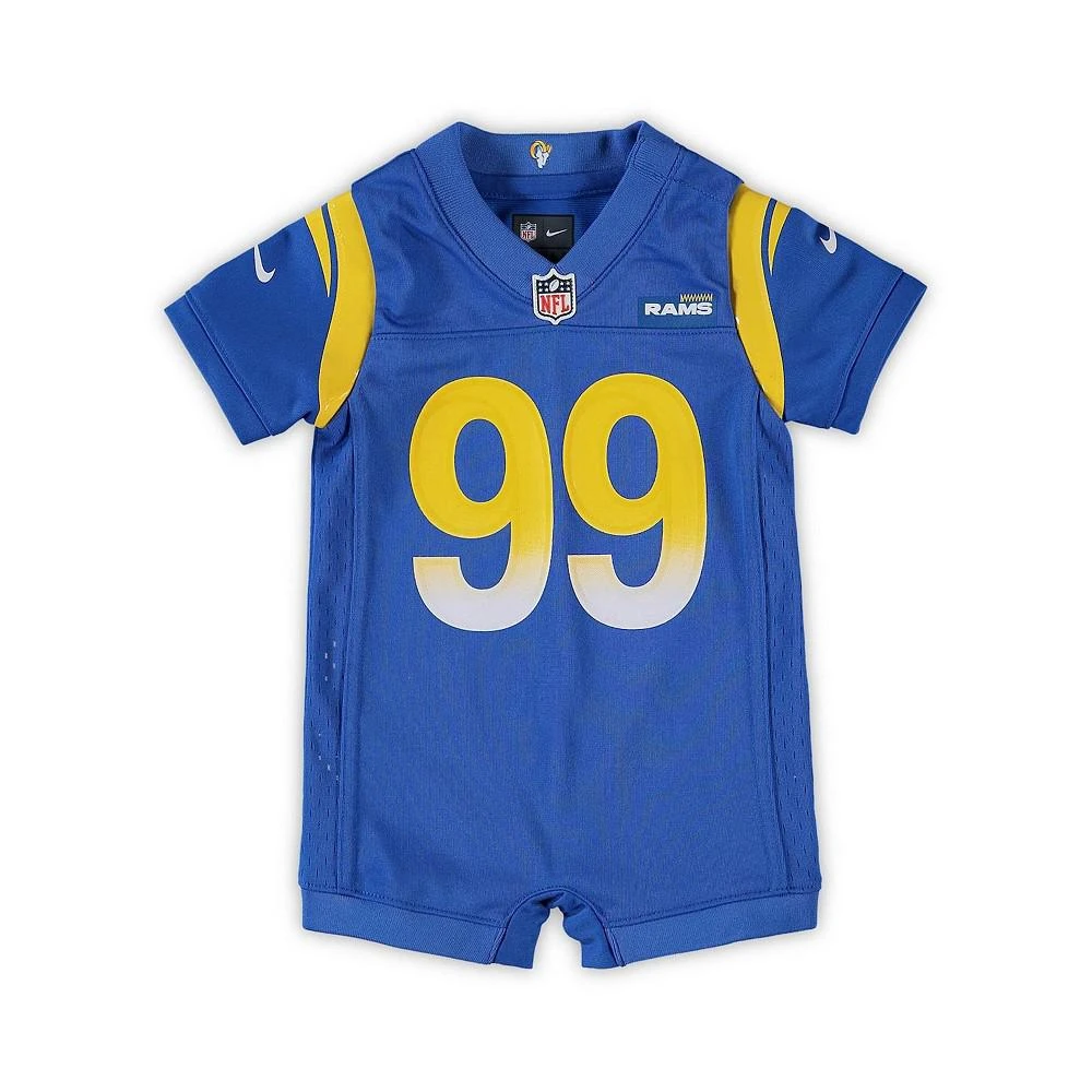 商品NIKE|Infant Girls and Boys Aaron Donald Royal Los Angeles Rams Game Romper Jersey,价格¥376,第3张图片详细描述