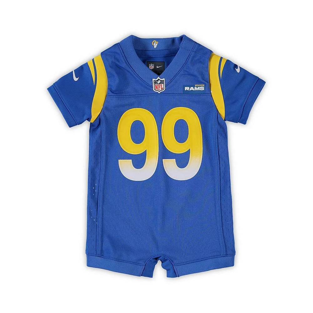 商品NIKE|Infant Girls and Boys Aaron Donald Royal Los Angeles Rams Game Romper Jersey,价格¥283,第3张图片详细描述