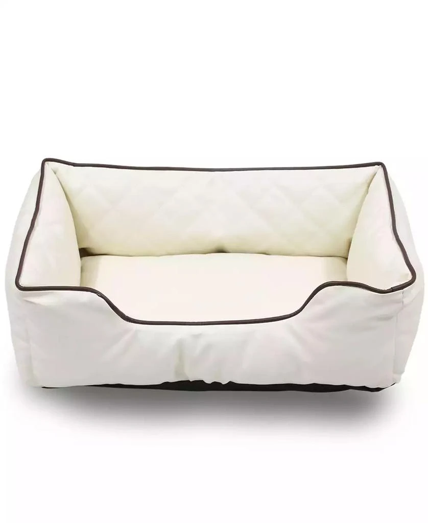 商品Macy's|Happycare Textiles Luxury All Sides Faux Leather Rectangle Pet Bed, 26"x18",价格¥618,第1张图片