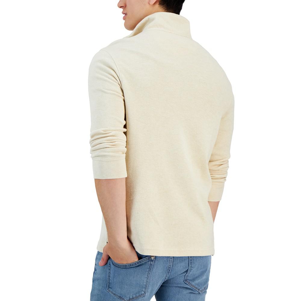 Men's Natural Heather French Rib Quarter-Zip Sweater, Created for Macy's商品第2张图片规格展示