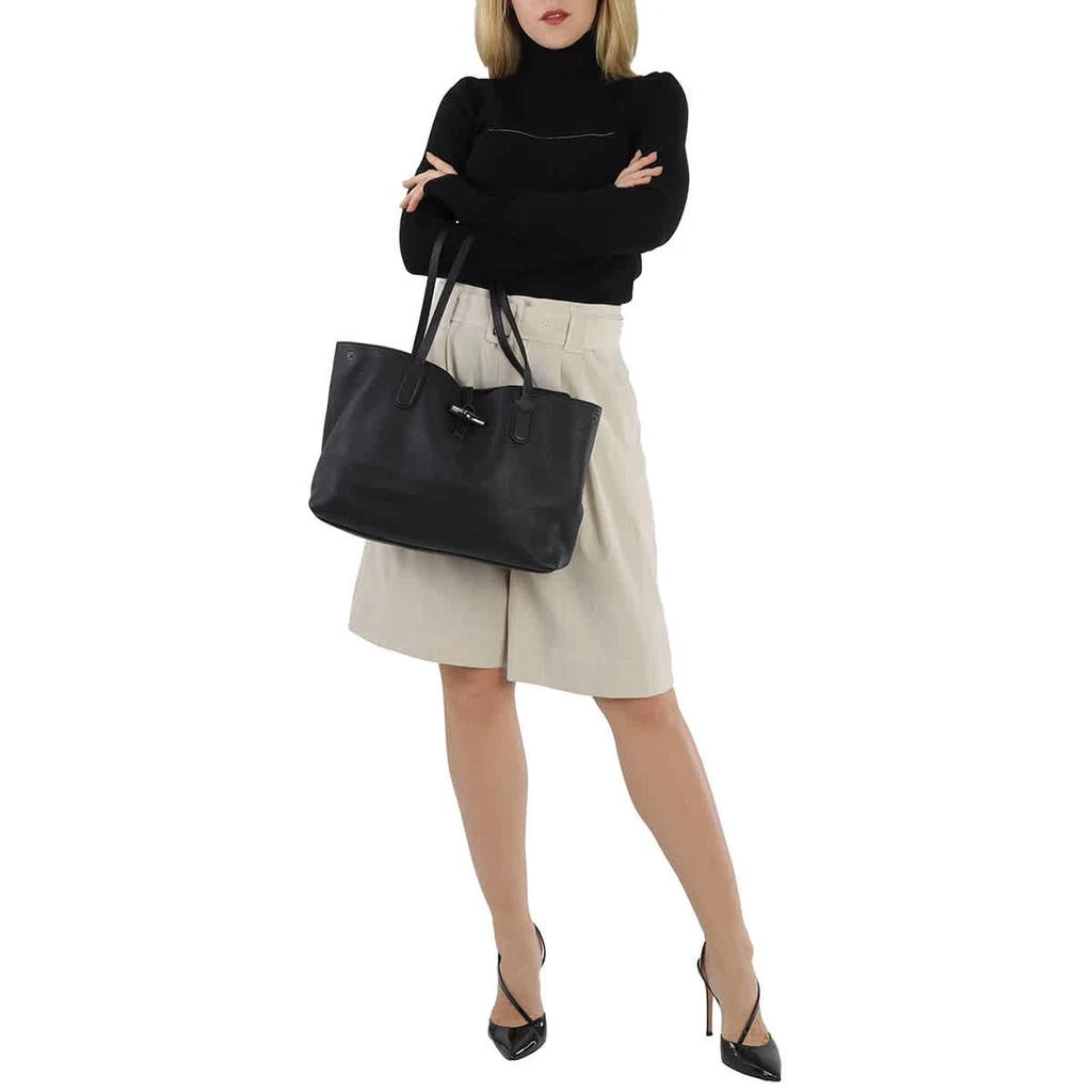 商品Longchamp|Longchamp Ladies Roseau Leather Shoulder Bag In Black,价格¥3605,第3张图片详细描述