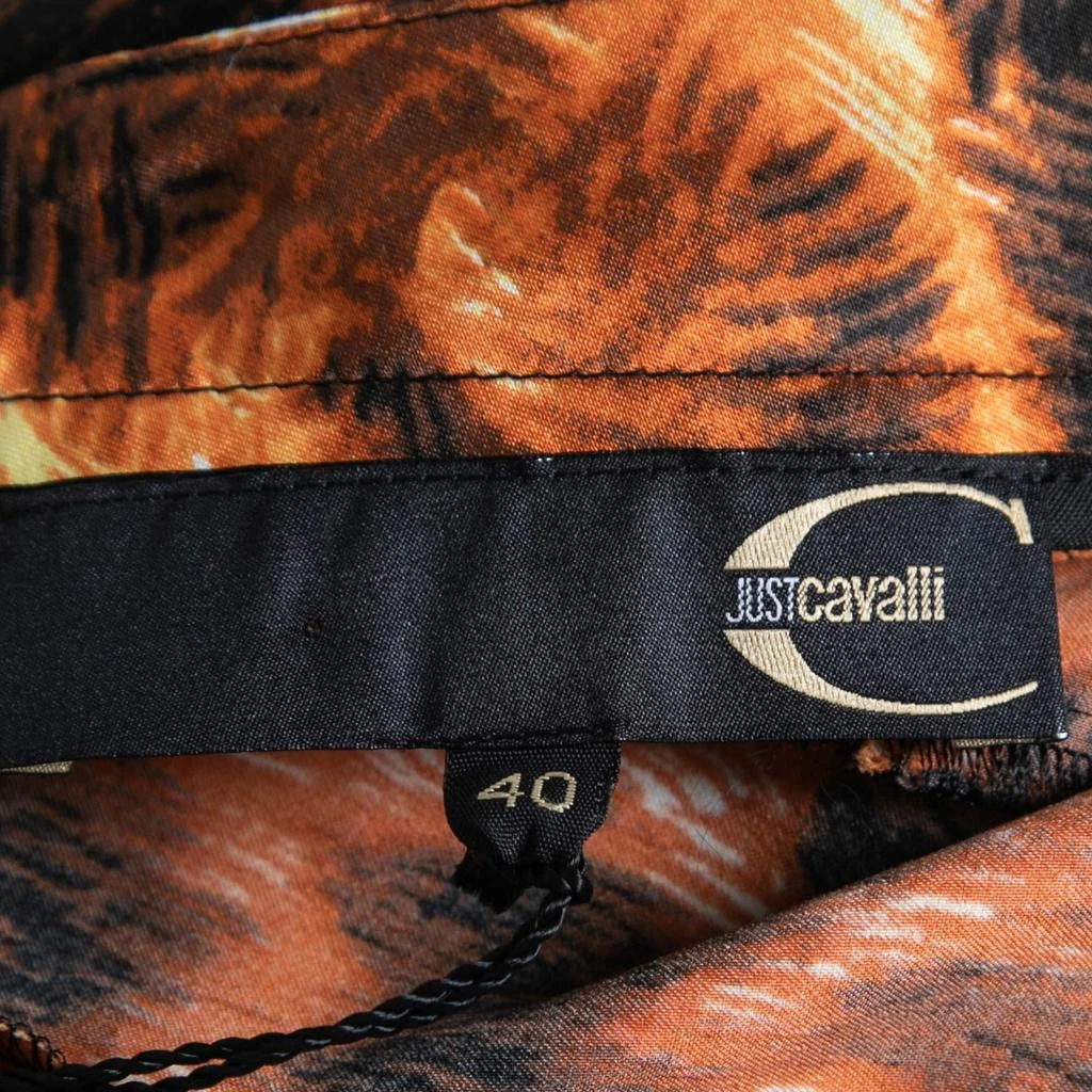 商品Just Cavalli|Just Cavalli Orange and Black Printed Flared Hem Skirt S,价格¥818,第4张图片详细描述