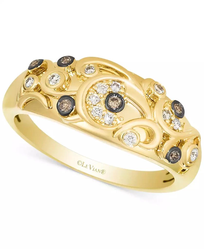 商品Le Vian|Nude Diamond & Chocolate Diamond Filigree Ring (1/6 ct. t.w.) in 14k Honey Gold,价格¥9423,第2张图片详细描述