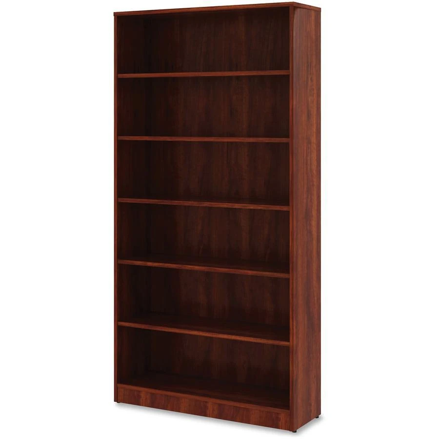 商品Lorell|Laminate Bookcase - 6 Shelf(ves) - 73" Height x 36" Width x 12" Depth - Sturdy, Adjustable Feet, Adjustable Shelf - Thermofused Laminate (TFL) - Cherry - Laminate - 1 Each,价格¥3597,第3张图片详细描述