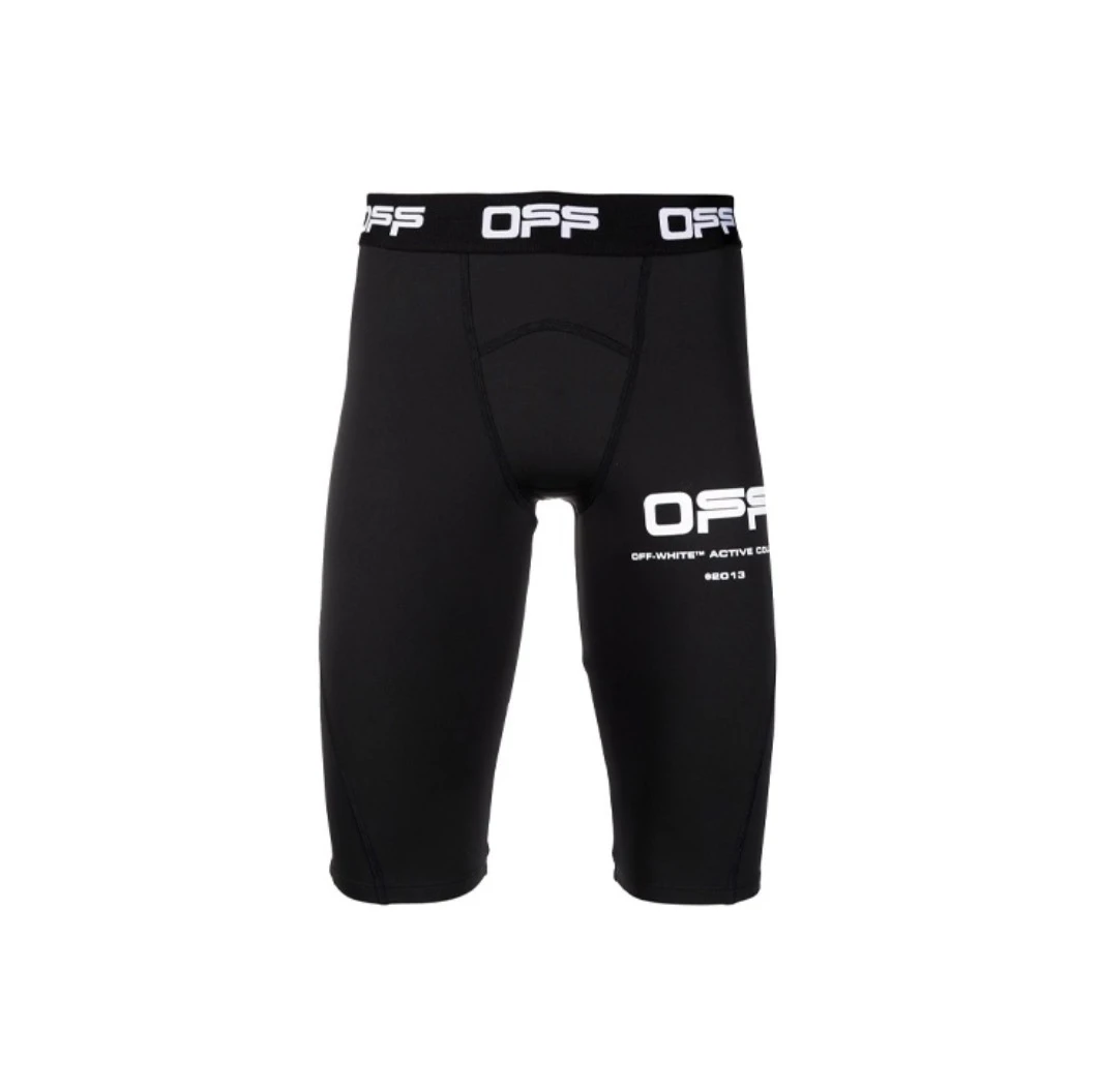 商品Off-White|Logo印花柔软弹力骑行运动短 裤 修身版型 男款 黑色  OMVH008V21FAB001-1001,价格¥1773,第1张图片