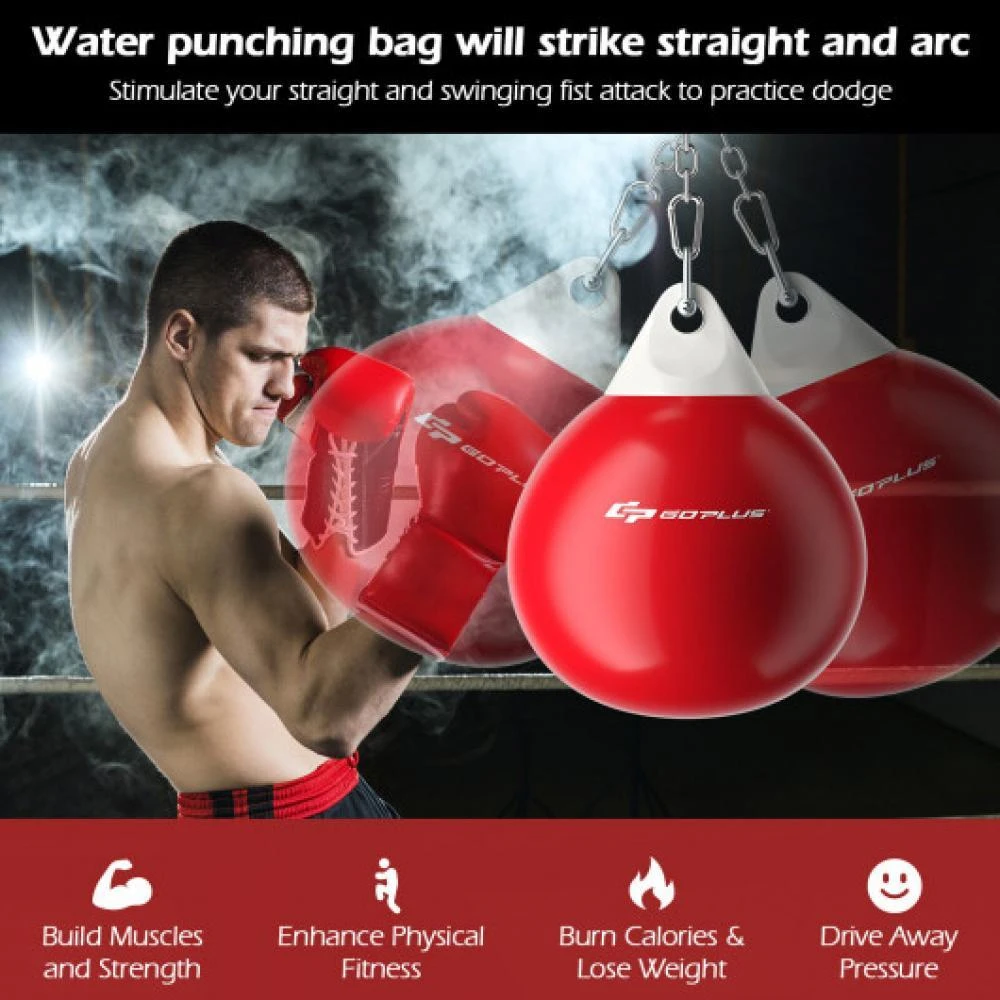 商品Hivvago|18 Inch 110 Pound Heavy Punching Water Aqua Bag with Adjustable Metal Chain-Red,价格¥748,第5张图片详细描述