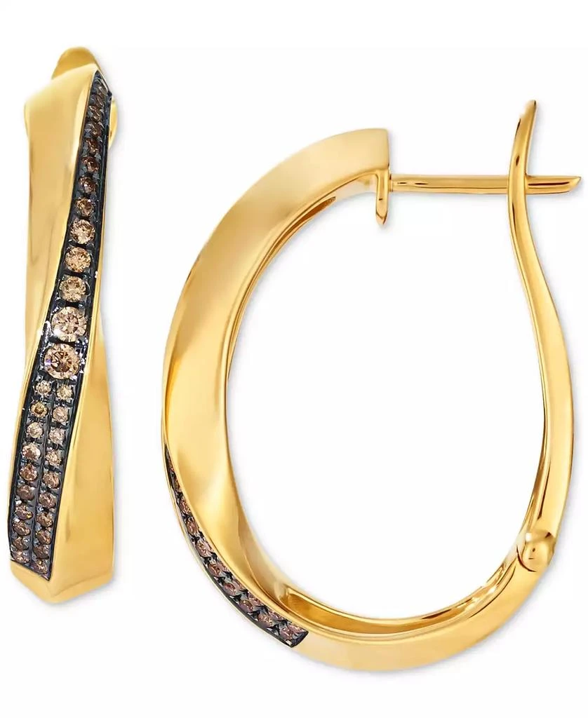 商品Le Vian|Chocolatier Chocolate Diamond Hoop Earrings (1/4 ct. t.w.) in 14k Honey Gold,价格¥13461,第2张图片详细描述