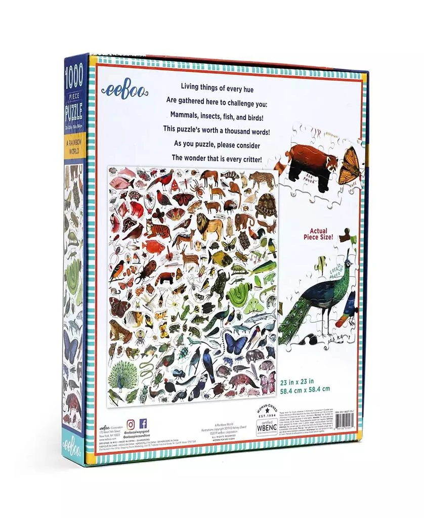 商品Eeboo|Piece and Love A Rainbow World 1000 Piece Square Adult Jigsaw Puzzle Set,价格¥165,第2张图片详细描述