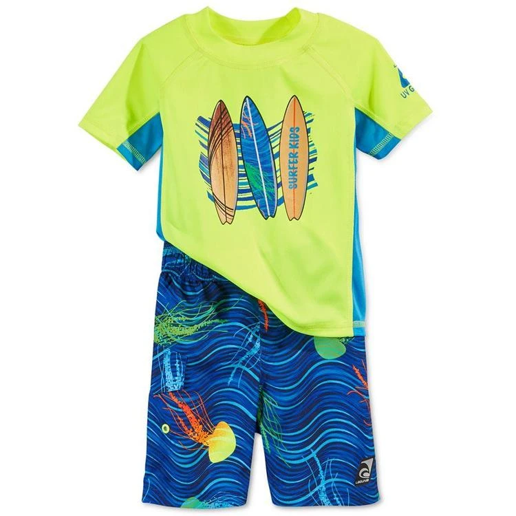 商品Laguna|2-Pc. Surfboards & Jellyfish Rash Guard & Swim Trunks Set, Toddler Boys (2T-4T),价格¥135,第2张图片详细描述