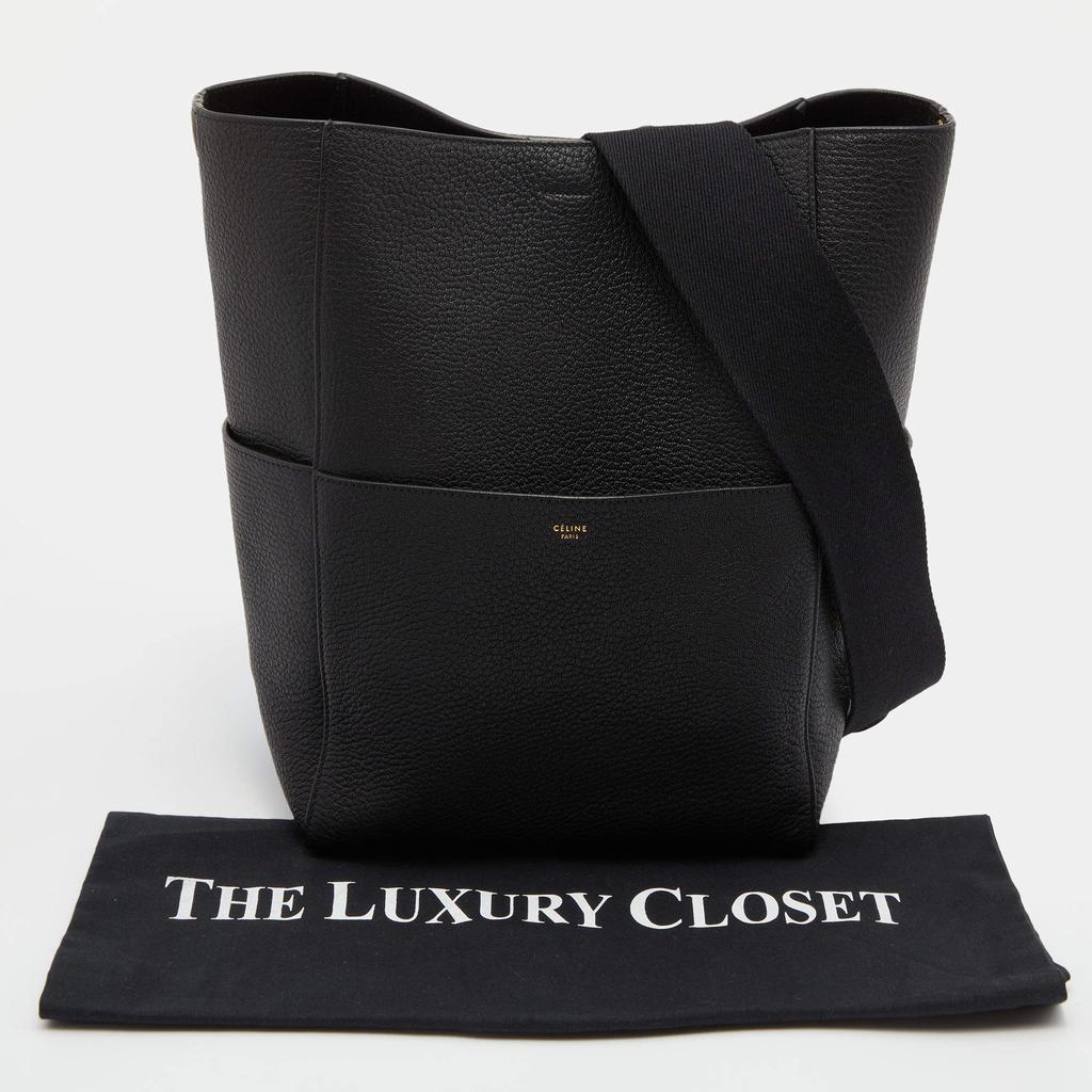 Celine Black Grained Leather Seau Sangle Bucket Bag商品第9张图片规格展示