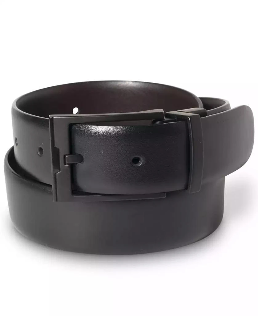 商品Perry Ellis|Men's Matte Black Reversible Buckle Leather Belt,价格¥254,第1张图片