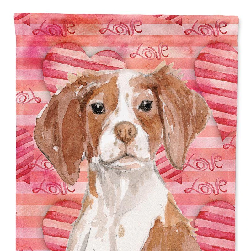 商品Caroline's Treasures|28 x 40 in. Polyester Brittany Spaniel Love Flag Canvas House Size 2-Sided Heavyweight,价格¥329,第1张图片