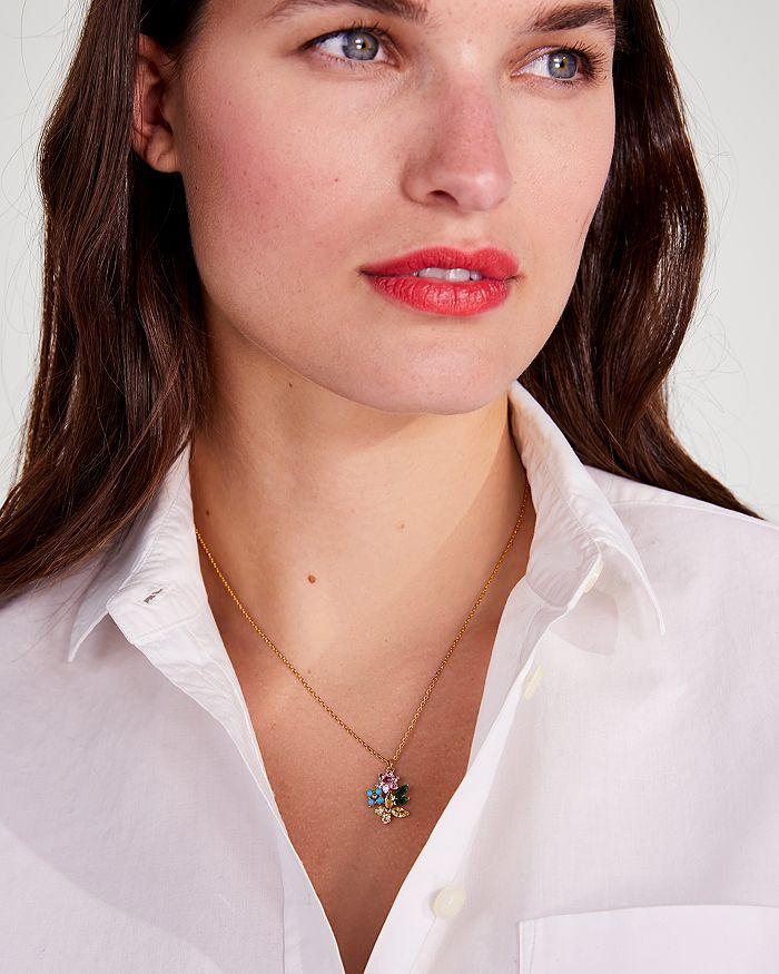 商品Kate Spade|New Bloom Cubic Zirconia & Imitation Pearl Flower Cluster Mini Pendant Necklace, 17"-20",价格¥392,第4张图片详细描述