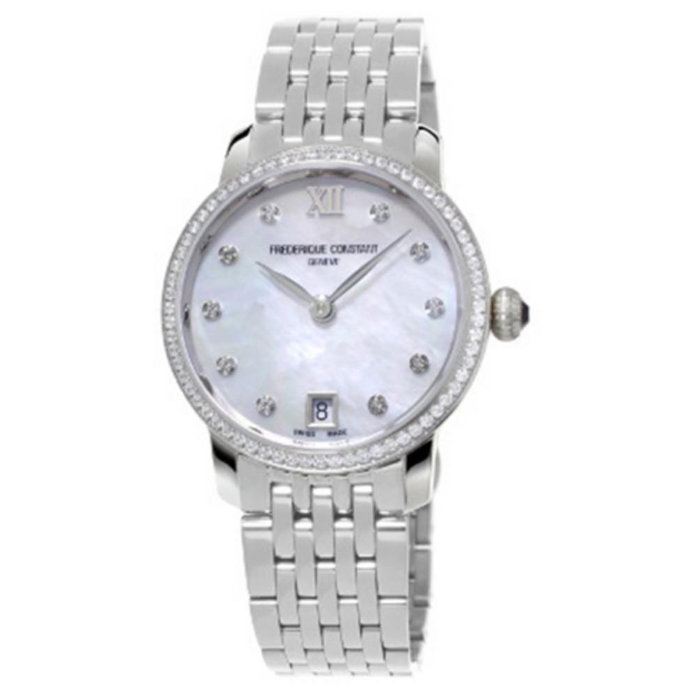 商品Frederique Constant|Women's Swiss Slimline Diamond (5/8 ct. t.w.) Stainless Steel Bracelet Watch 30mm,价格¥21719,第1张图片