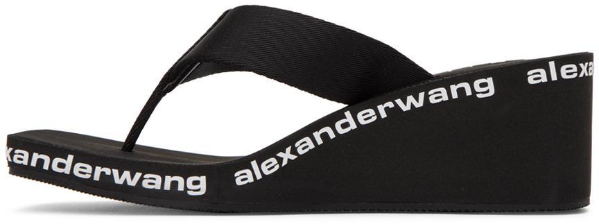 商品Alexander Wang|Black AW Wedge Flip Flop Sandals,价格¥1082详情, 第5张图片描述