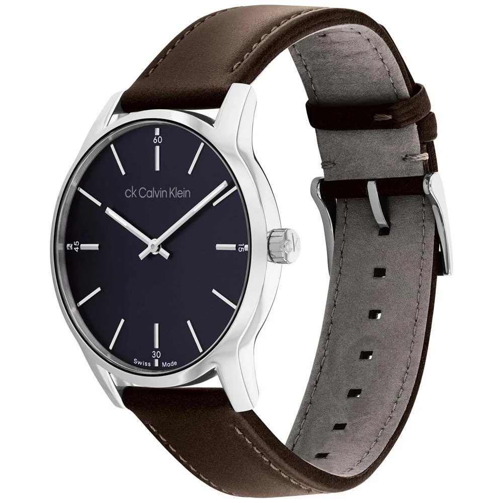 商品Calvin Klein|Men's Swiss Dressed Brown Leather Strap Watch 40mm,价格¥1335,第2张图片详细描述