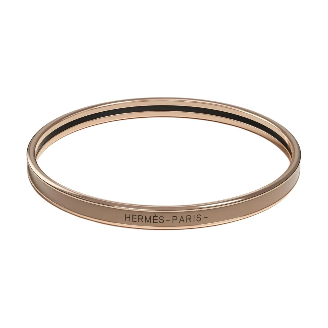 商品[国内直发] Hermes|爱马仕 Logo雕刻设计 镀玫瑰金 手镯 女款 栗色,价格¥3722,第1张图片