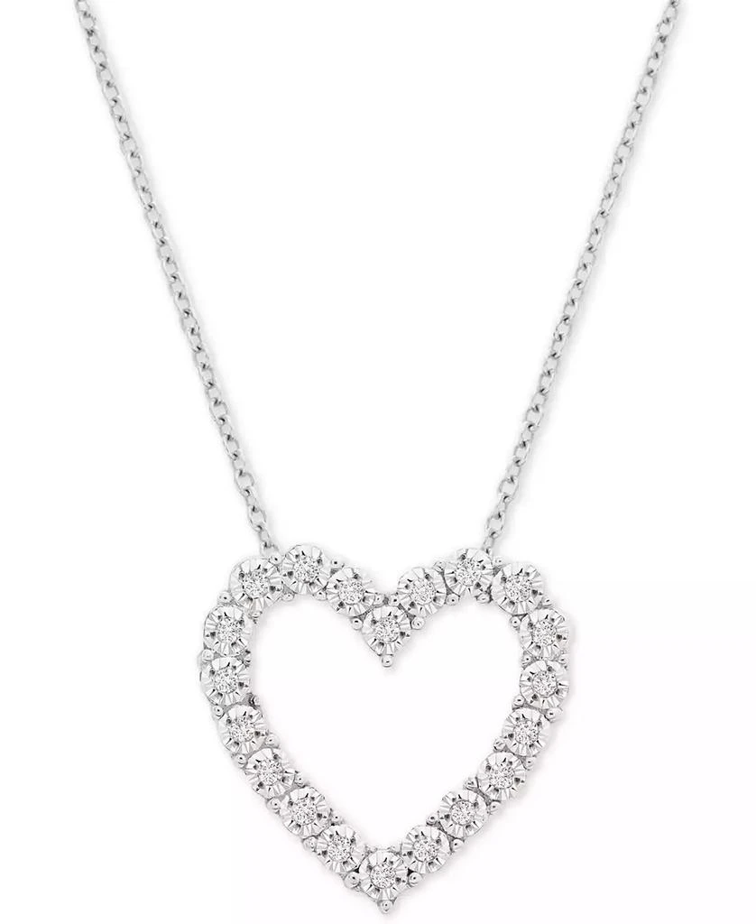 商品Macy's|Diamond Heart 18" Pendant Necklace (1/10 ct. t.w.) in Sterling Silver,价格¥240,第1张图片