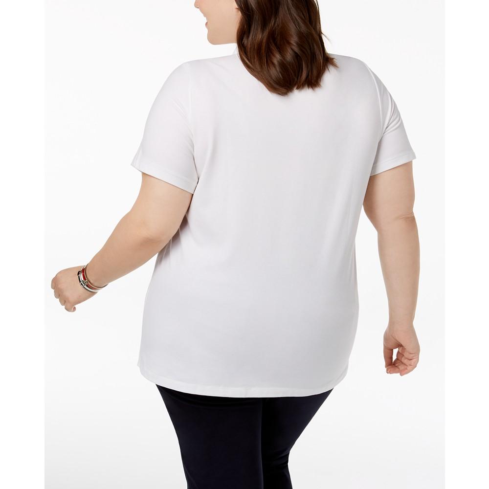 Plus Size Piqué Polo Shirt, Created for Macy's商品第2张图片规格展示