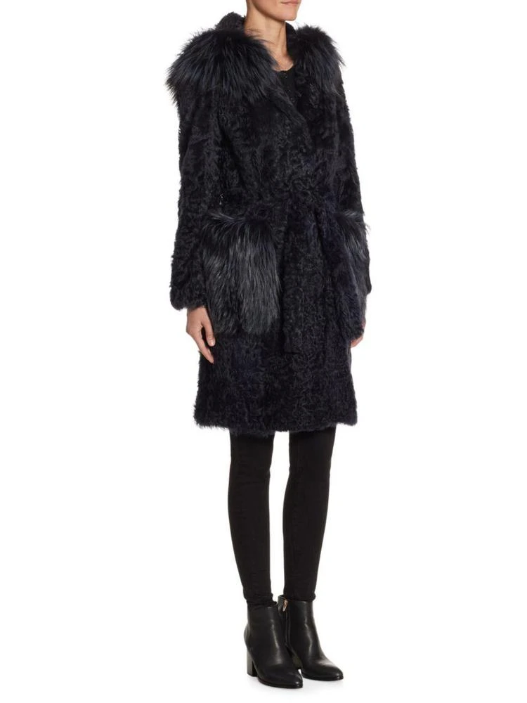 商品The Fur Salon|Lamb & Fox Hooded 7/8 Coat,价格¥12649,第1张图片