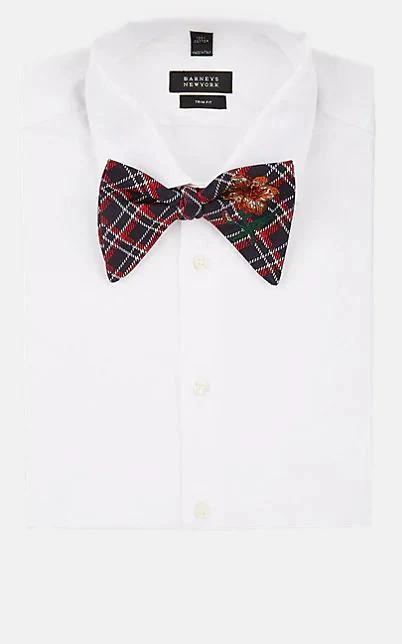 商品Gucci|Flower-Motif Plaid Silk Bow Tie,价格¥815,第2张图片详细描述