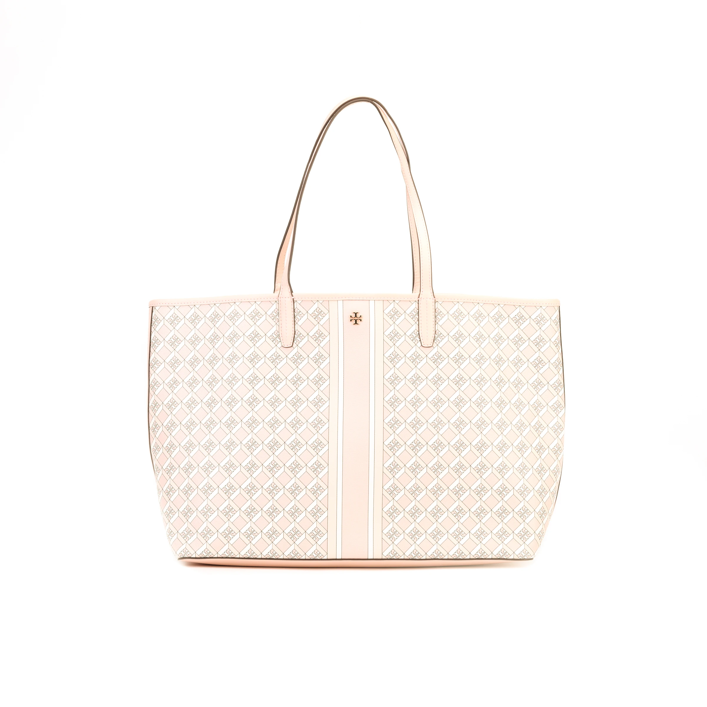 商品[国内直发] Tory Burch|汤丽柏琦 TB Perry 菱格老花通勤大容量 涂层帆布 托特包Tote包购物袋单肩手提包 大号 女款 粉色拼色,价格¥2266,第1张图片