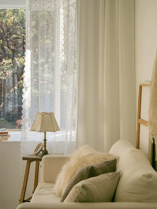 商品DECOVIEW|[2P]Snow Flower Curtain+White Blackout Curtain Set,价格¥2175,第1张图片