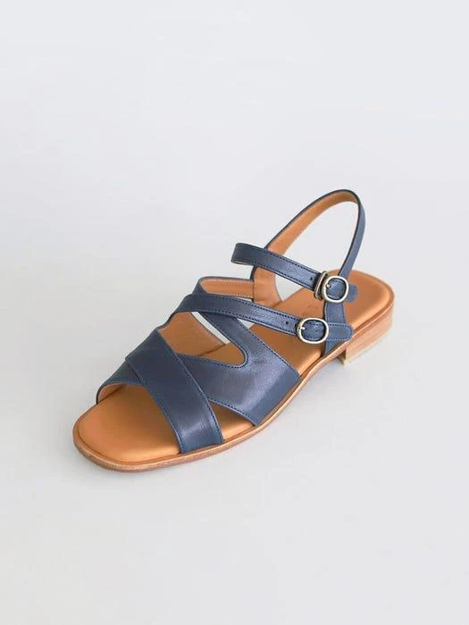 商品HEENN|Leather Crossover Sandals_Indigo,价格¥1731,第1张图片