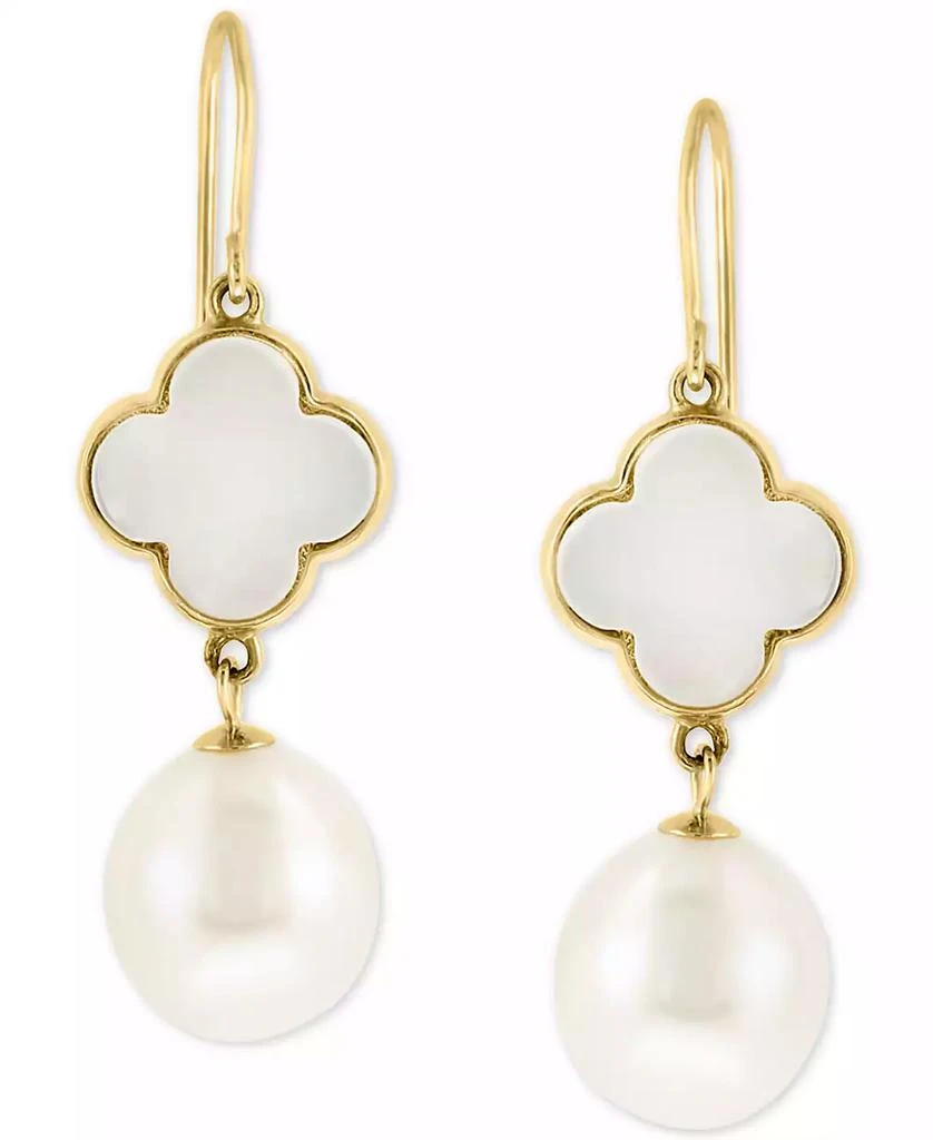 商品Effy|EFFY® Mother-of-Pearl & Freshwater Pearl (9-1/2mm) Drop Earrings in 14k Gold,价格¥10683,第3张图片详细描述