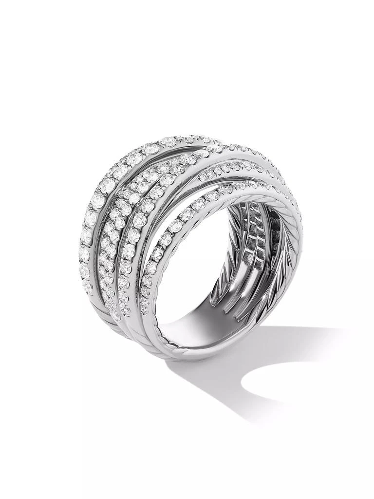 商品David Yurman|Pavé Crossover Ring in 18K White Gold,价格¥67991,第2张图片详细描述