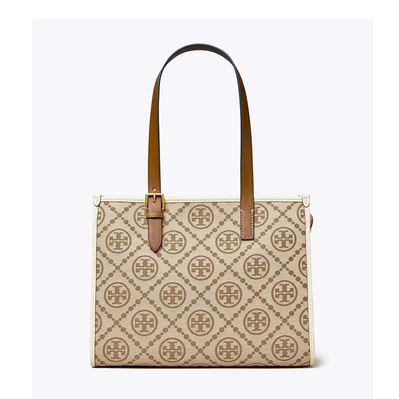 商品[国内直发] Tory Burch|汤丽柏琦TB女包 T MONOGRAM小号拉链单肩托特包女包 145535 榛子棕,价格¥2852,第1张图片