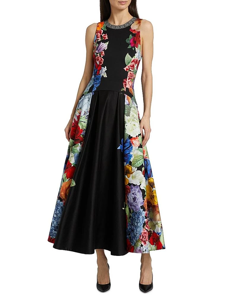 商品Alice + Olivia|Adley Floral Stretch-Cotton Flared Midi-Dress,价格¥2324,第3张图片详细描述