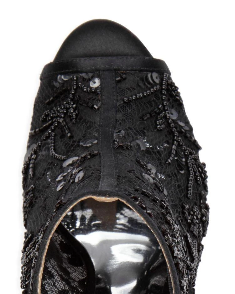 商品Badgley Mischka|Women's Moira Satin and Mesh Embellished Peep Toe Booties,价格¥1666,第5张图片详细描述