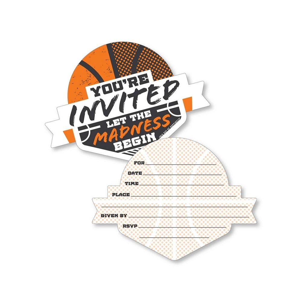 Basketball - Let the Madness Begin - Shaped Fill-In Invites - College Basketball Party Invite Cards with Envelopes - Set of 12商品第1张图片规格展示