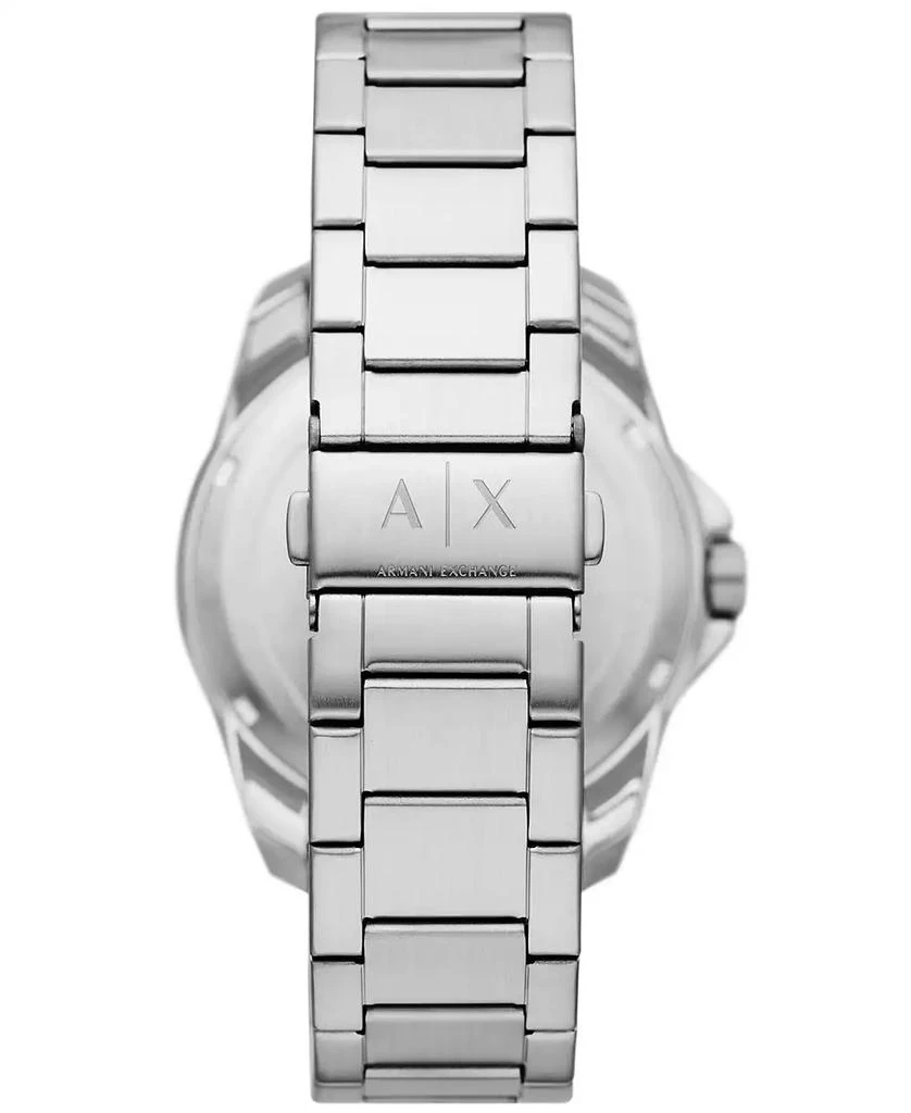 商品Armani Exchange|Men's Quartz Three Hand Date Silver-Tone Stainless Steel Watch 44mm,价格¥984,第3张图片详细描述