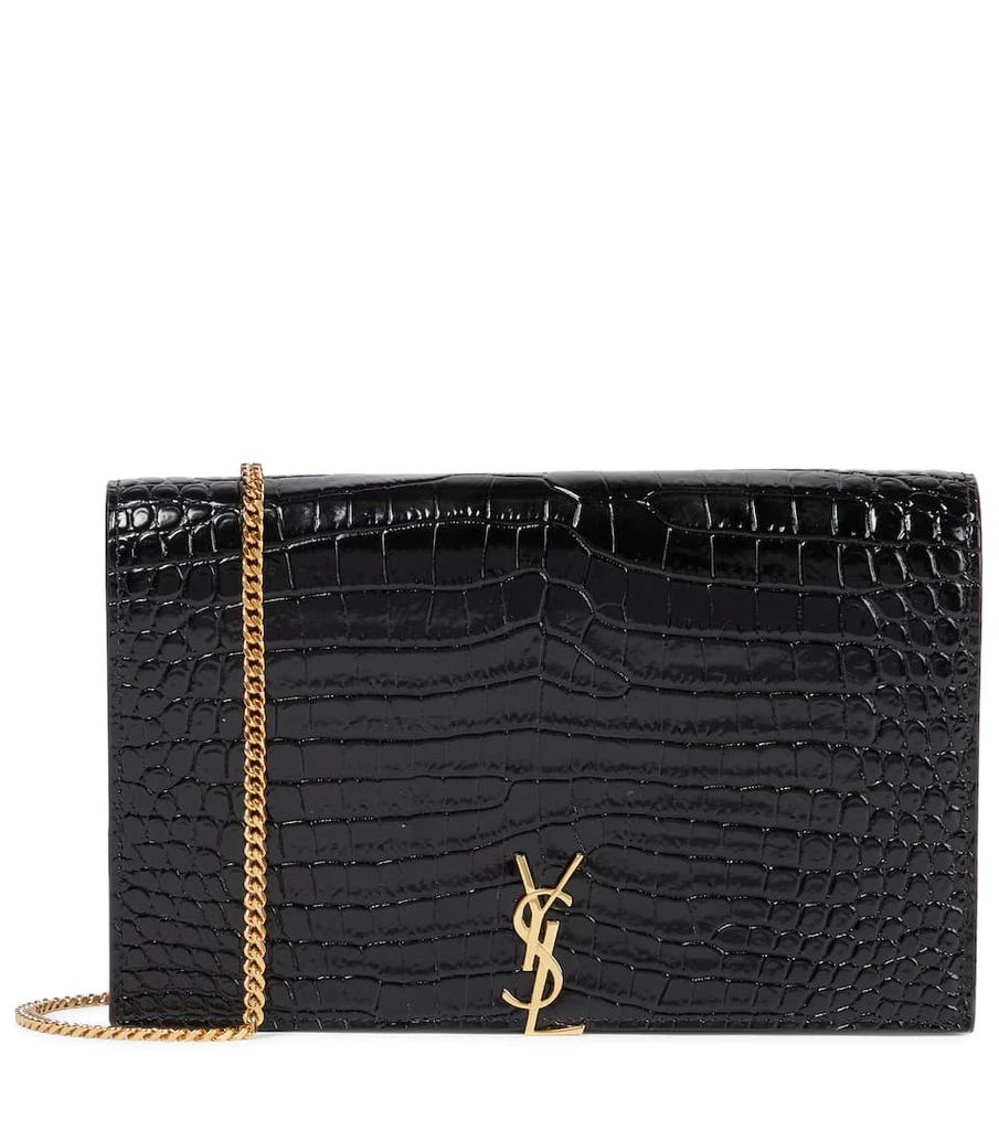 商品Yves Saint Laurent|Croc-effect leather wallet on chain,价格¥10280,第1张图片